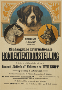700024 Affiche van de, door de Kynologenclub Utrecht georganiseerde, ééndaagse internationale hondententoonstelling in ...
